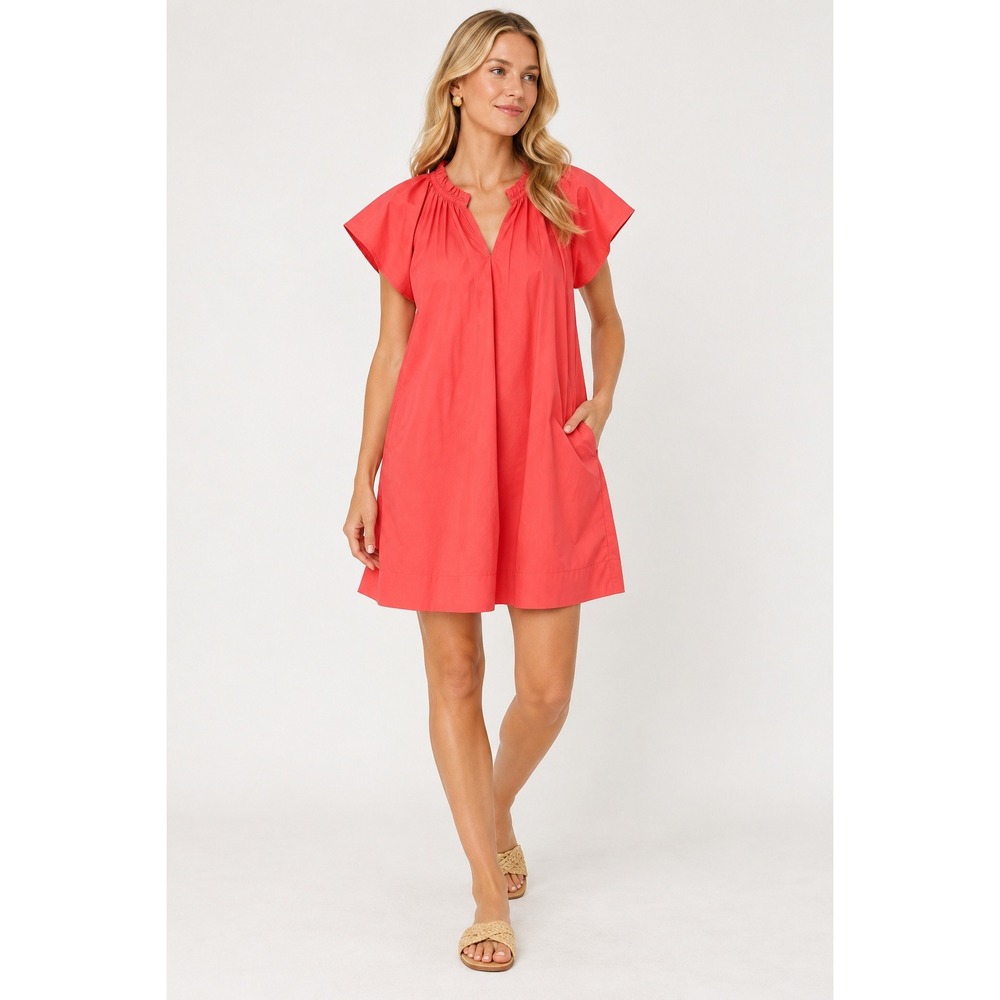 Tuckernuck Pomander Place Coral Mini Dress Flutter Sleeve Pockets ($128) XS